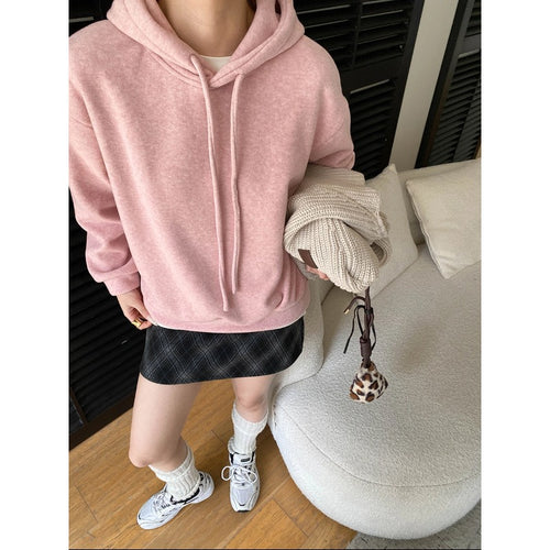 Damen lässiger Hoodie mit Kapuze und überschnittenen Schultern Drune