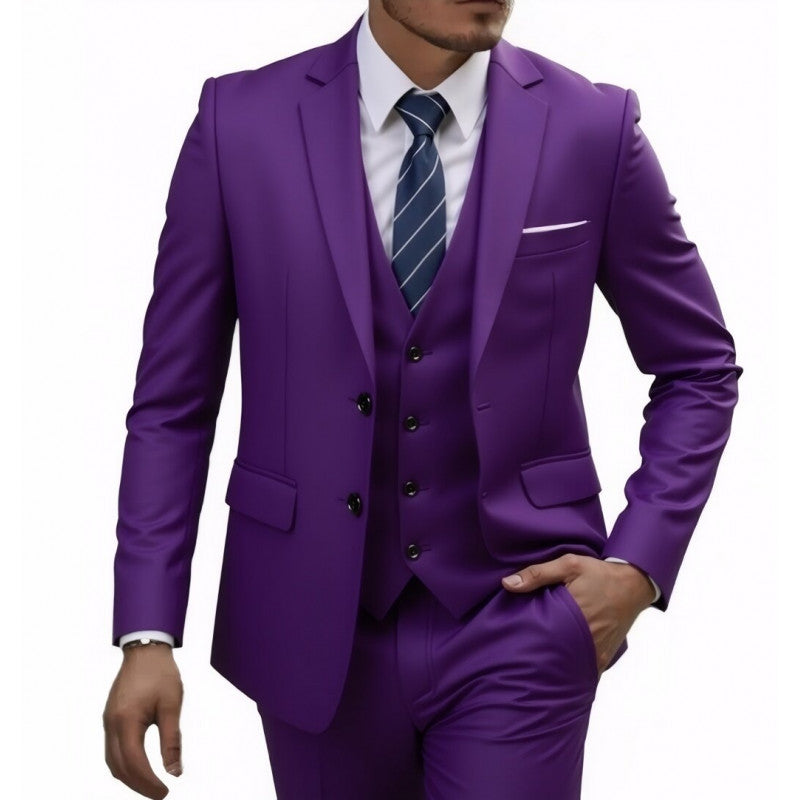 Herren Eleganter taillierter dreiteiliger Anzug mit Weste und leichtem Stretch Drune