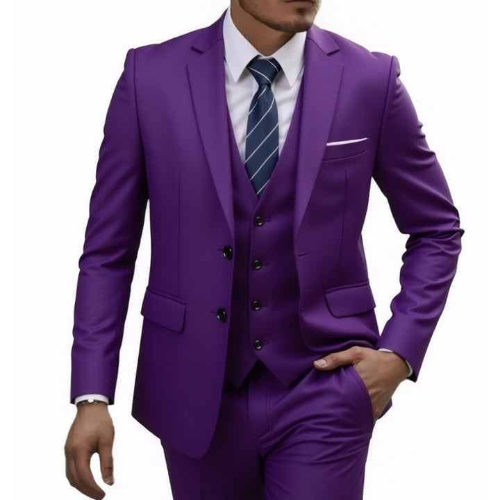 Herren Eleganter taillierter dreiteiliger Anzug mit Weste und leichtem Stretch Drune