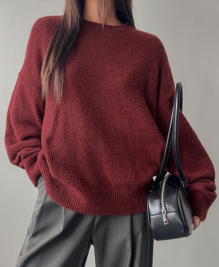 Damen lässiger Strickpullover mit modischem Schnitt und feinem Texturspiel Drune