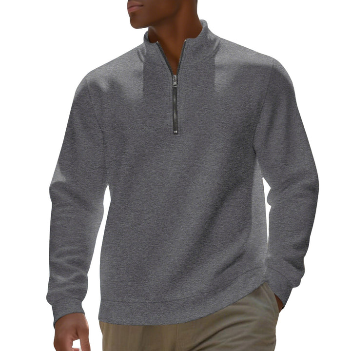Herren nan Halbzip-Sweatshirt aus Baumwollmix mit Stehkragen, weichem Innenfutter und Rippbündchen Drune
