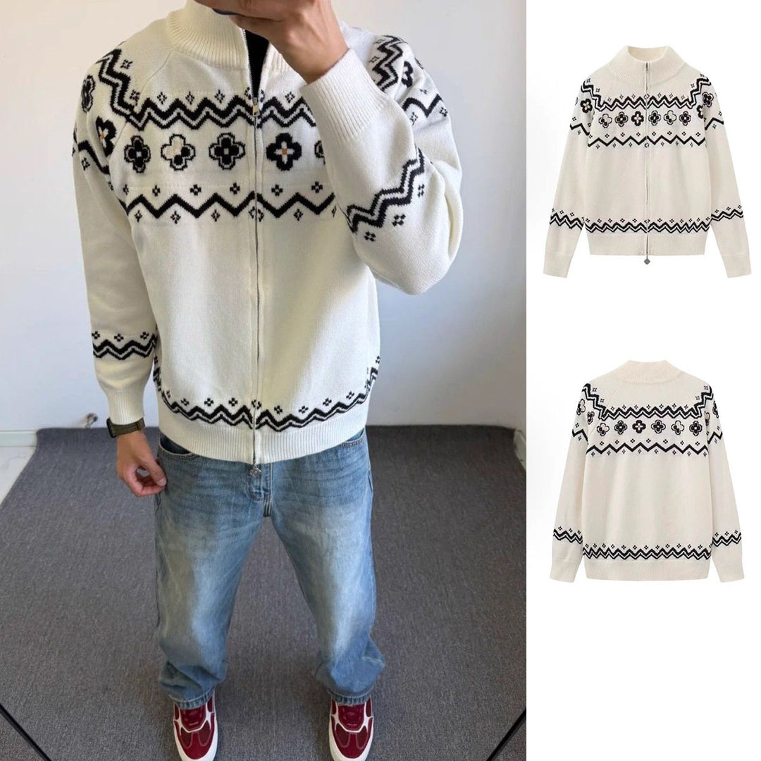 Damen Modischer Strickpullover mit Stehkragen und Reißverschluss Drune