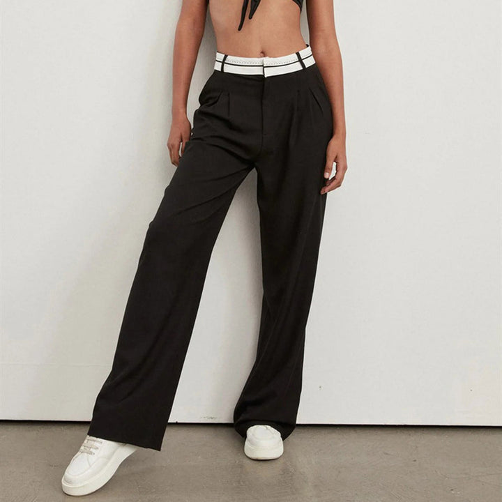 Damen weite Hochbundhose mit eleganten Falten Drune