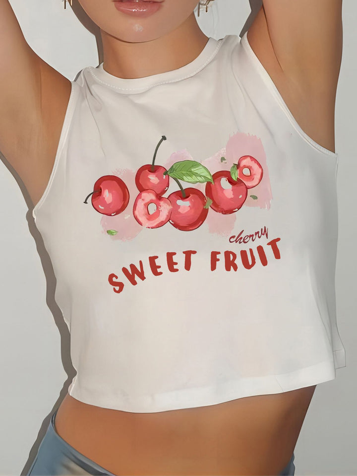 Damen Crop-Top mit modernem Grafikdruck und trendiger Schnalle Drune