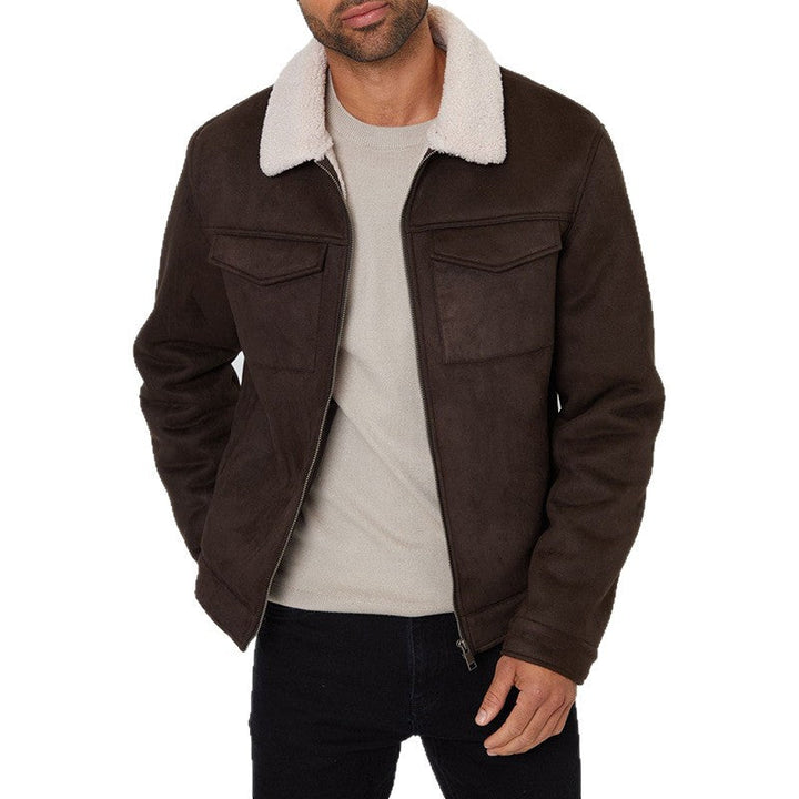 Herren Wildlederjacke mit warmem Kragen