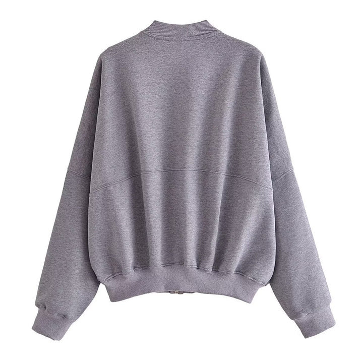 Damen lässige Sweatjacke mit hohem Kragen und praktischen Taschen Drune