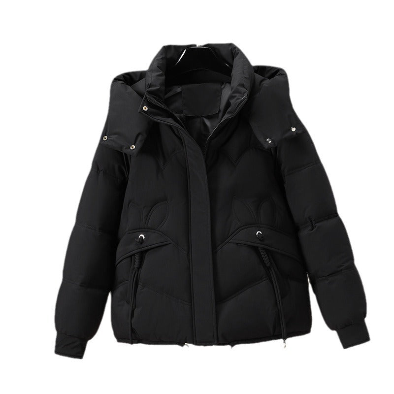 Damen Modische Pufferjacke mit abnehmbarer Kapuze und seitlichen Eingrifftaschen Drune