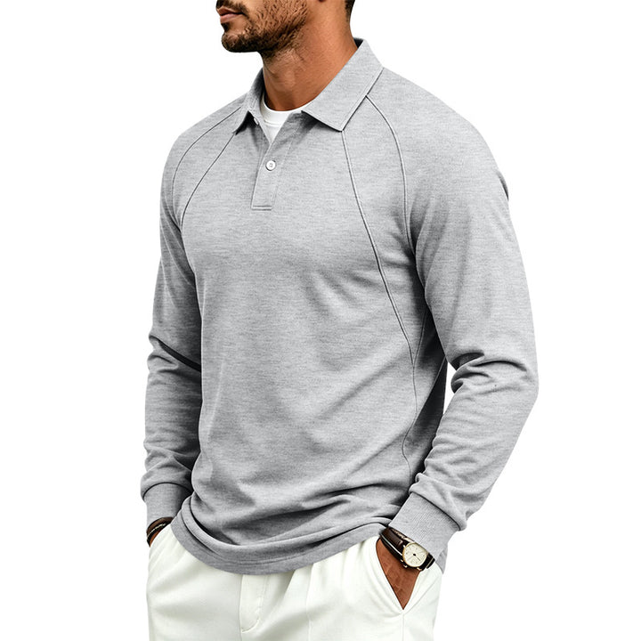 Herren Langarm-Poloshirt mit Raglannähten, Performance-Finish und sportlichem Kragen Drune