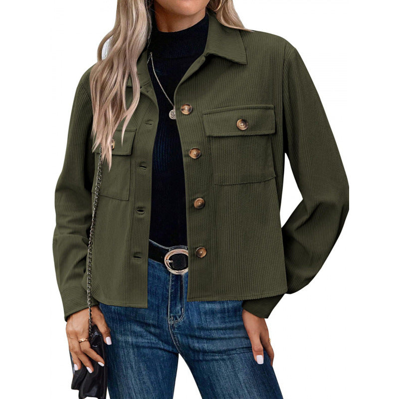 Damen modische Overshirt-Jacke mit strukturiertem Stoff Drune