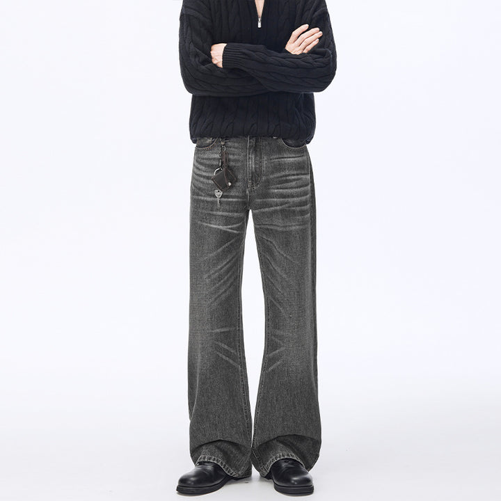 Herren Extraweite Vintage-Denim Baggy-Jeans mit tiefem Schritt und verlängertem Saum Drune