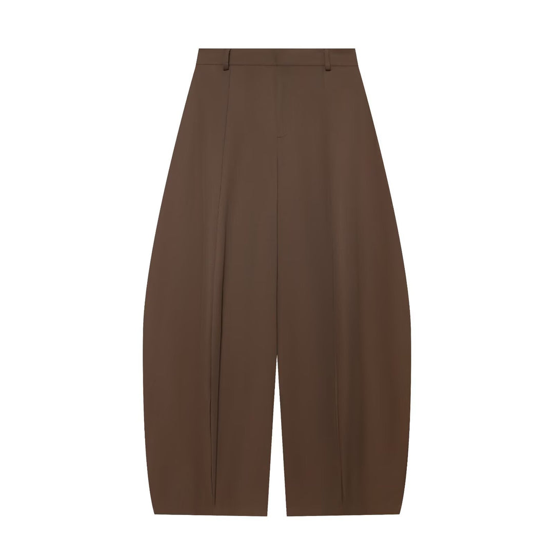 Damen Hochtaillierte weite Stoffhose mit Bügelfalte Drune