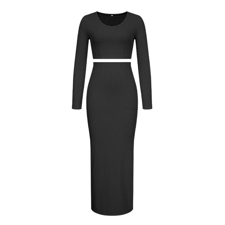 Damen Modisches Langarm-Kleid mit anpassbarem Taillengürtel Drune