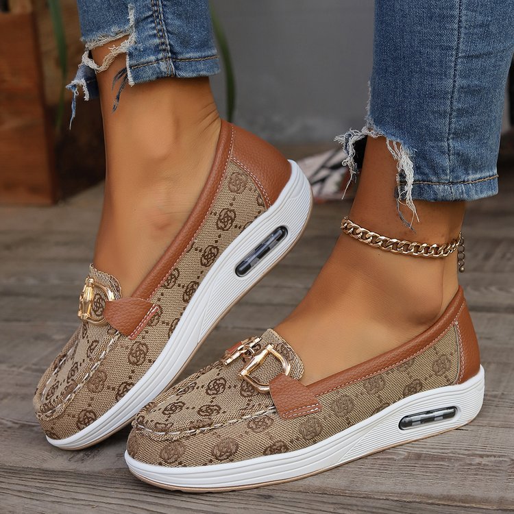 Damen Mokassin-Slipper mit luftgepolsterter Plateausohle und Zier-Bit Drune