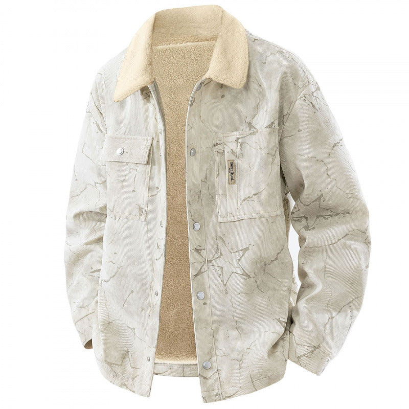 Herren Stylisches Cordjacke mit Teddyfutter Drune