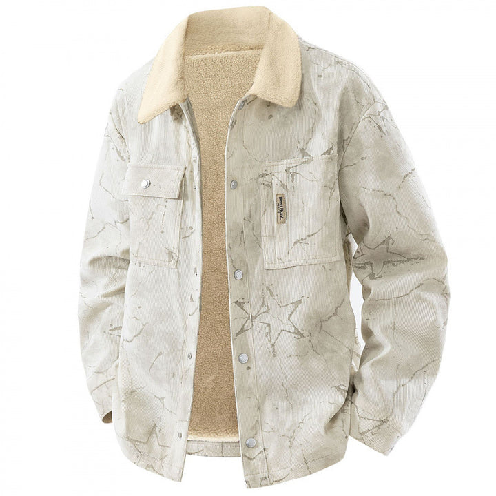 Herren Stylisches Cordjacke mit Teddyfutter Drune