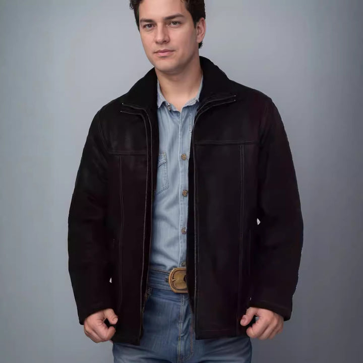 Herren hochwertige Lederjacke mit vielseitigem Stil Drune