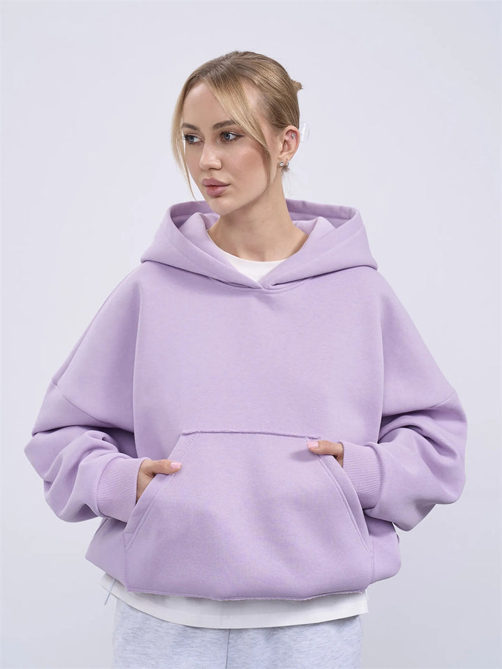 Damen Oversize Kapuzensweatshirt mit Taschen und weichem Material Drune