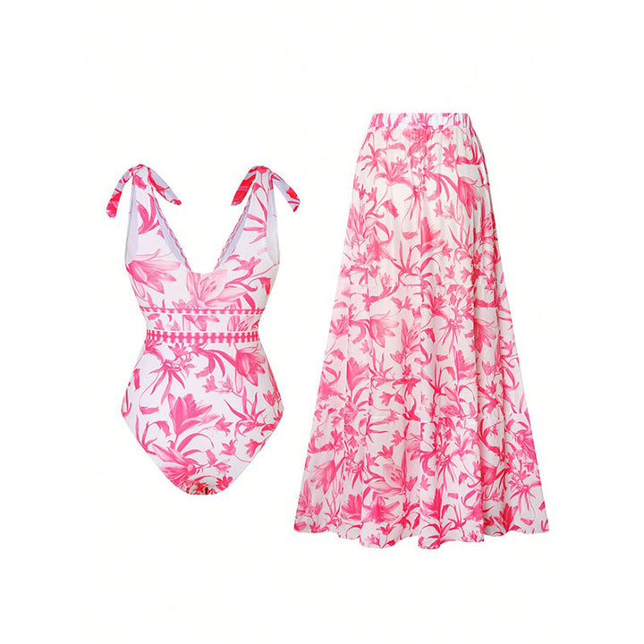Damen Eleganter Badeanzug- und Maxirock-Set Drune