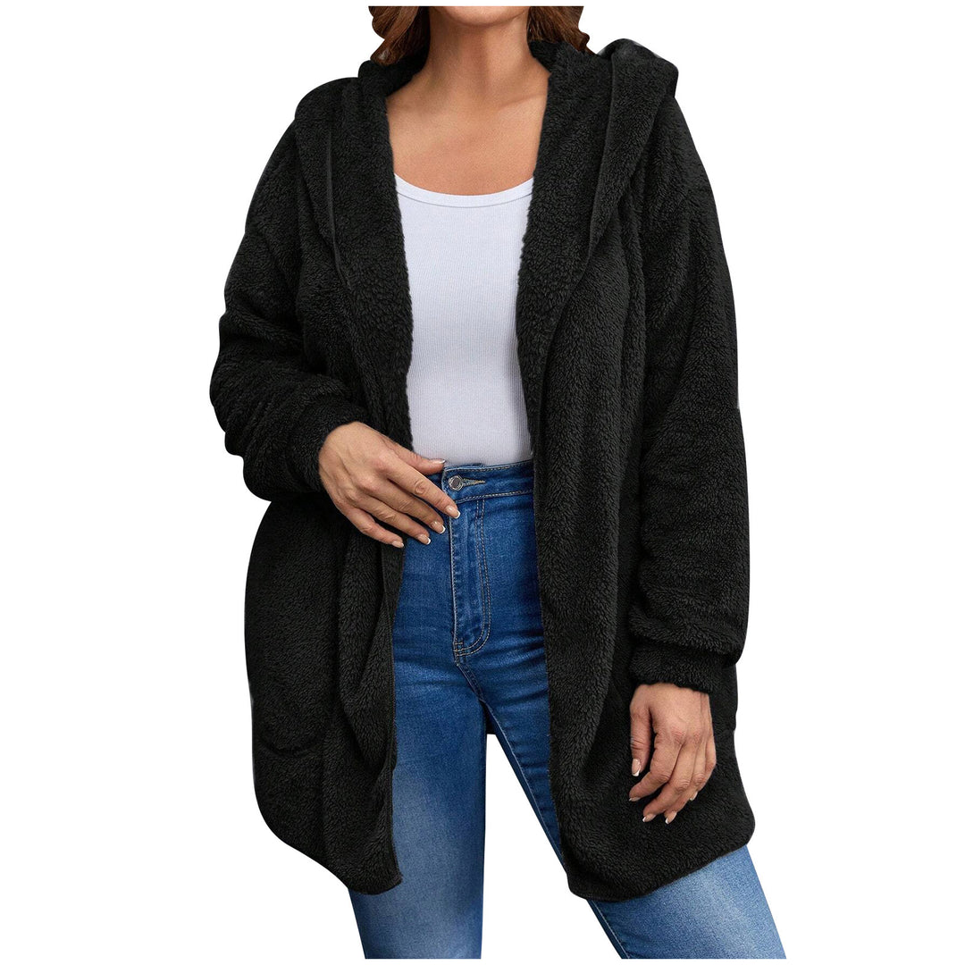 Damen nan kuschelige Teddy-Fleece Kapuzenjacke mit großen Eingrifftaschen und entspannter Silhouette Drune