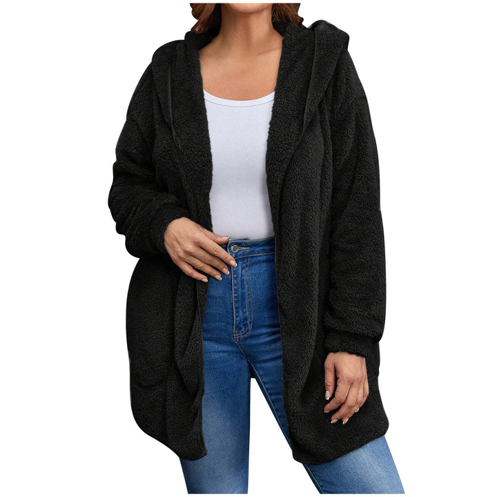 Damen nan kuschelige Teddy-Fleece Kapuzenjacke mit großen Eingrifftaschen und entspannter Silhouette Drune