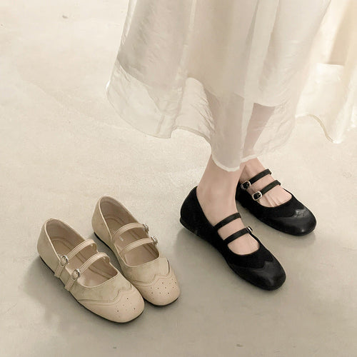 Damen Ballerinas mit doppeltem Riemen und elegantem Design Drune