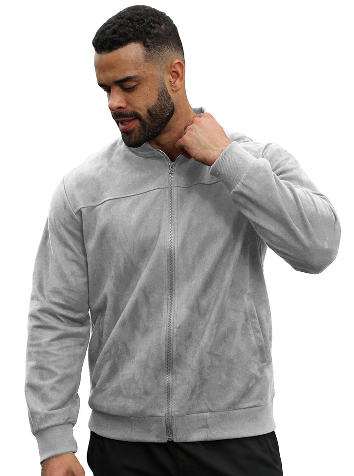 Herren Velours-Trainingsjacke mit Reißverschluss und Stehkragen Drune