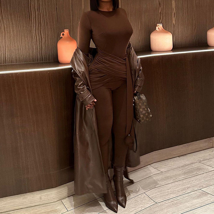 Damen Elegantes Komplettoutfit mit raffinierter Drapierung Drune