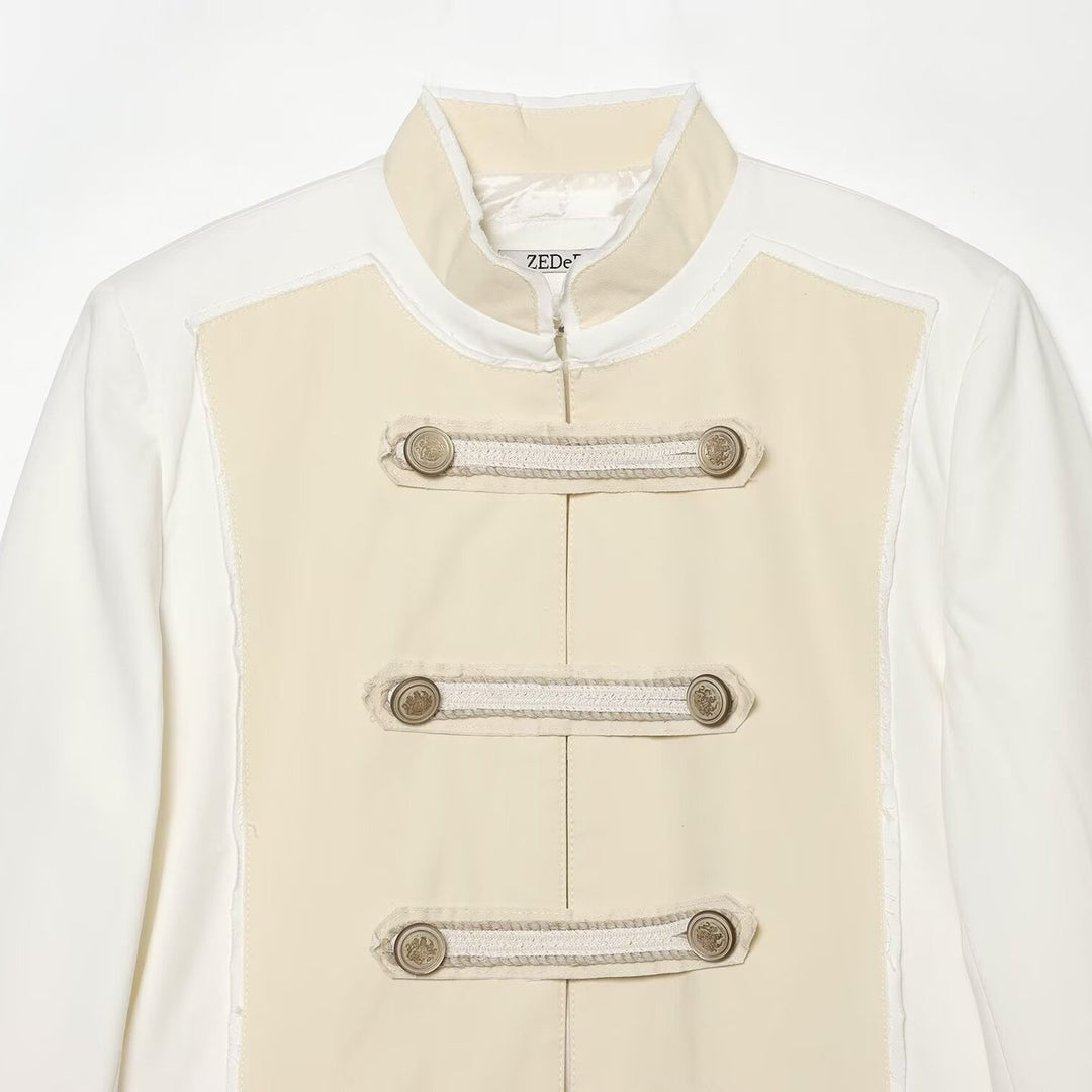 Damen Militärisch inspirierte Kurzjacke mit Zierknopfleiste Drune
