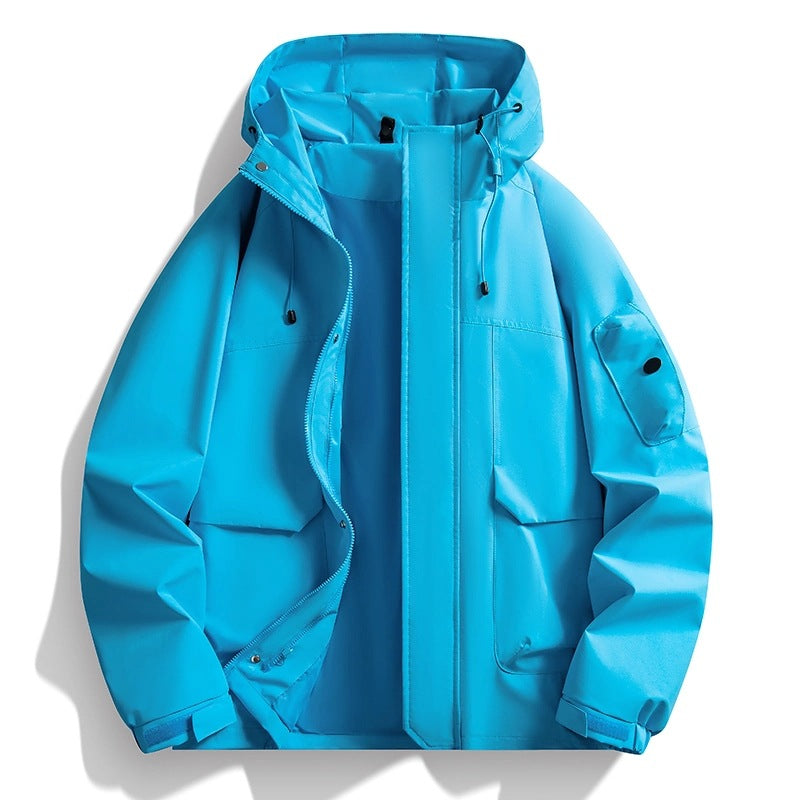 Herren Wasserdichte Kapuzenjacke im Utility-Stil mit verschweißten Nähten und verdecktem Reißverschluss Drune