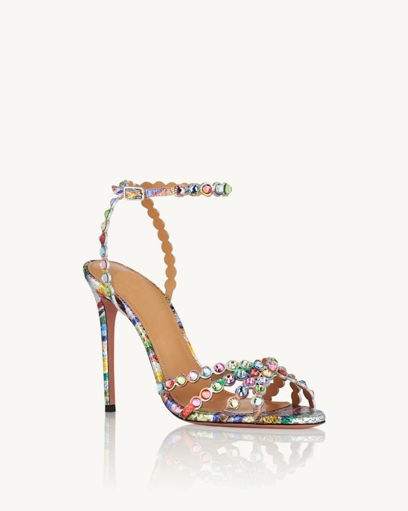 Damen atemberaubende High-Heel Knöchelriemen Sandalen mit dekorativen Perlenakzenten Drune