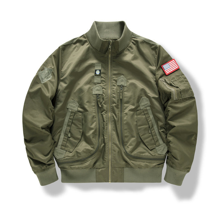 Herren Military-Bomberjacke mit verstärkten Multifach-Taschen und Stehkragen Drune