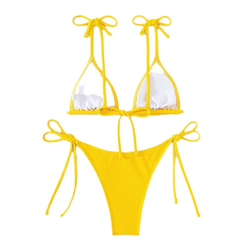 Damen Triangel-Bikini-Set mit Schnürausschnitt und hohem Beinausschnitt Drune