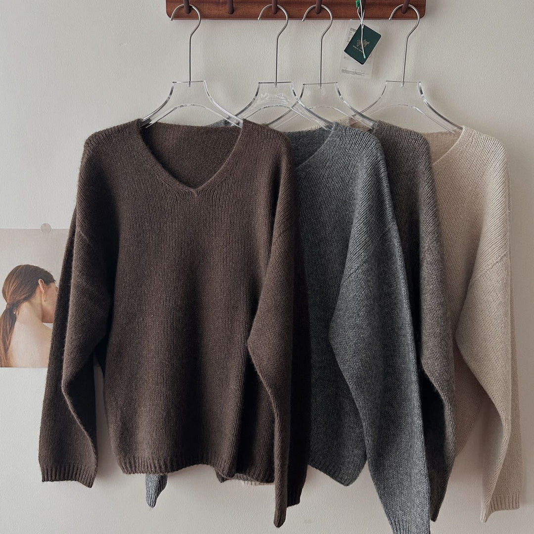 Femme Luxuriöser V-Ausschnitt Pullover Drune