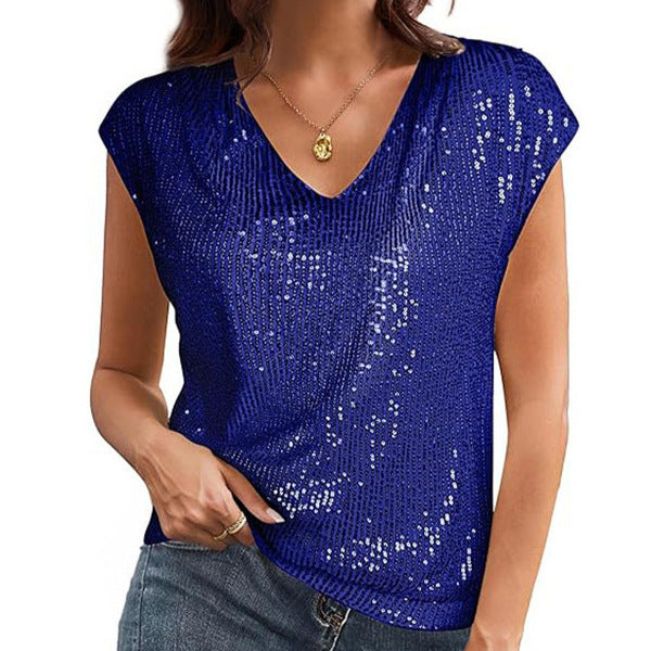 Damen Glamouröses Pailletten-Oberteil Drune