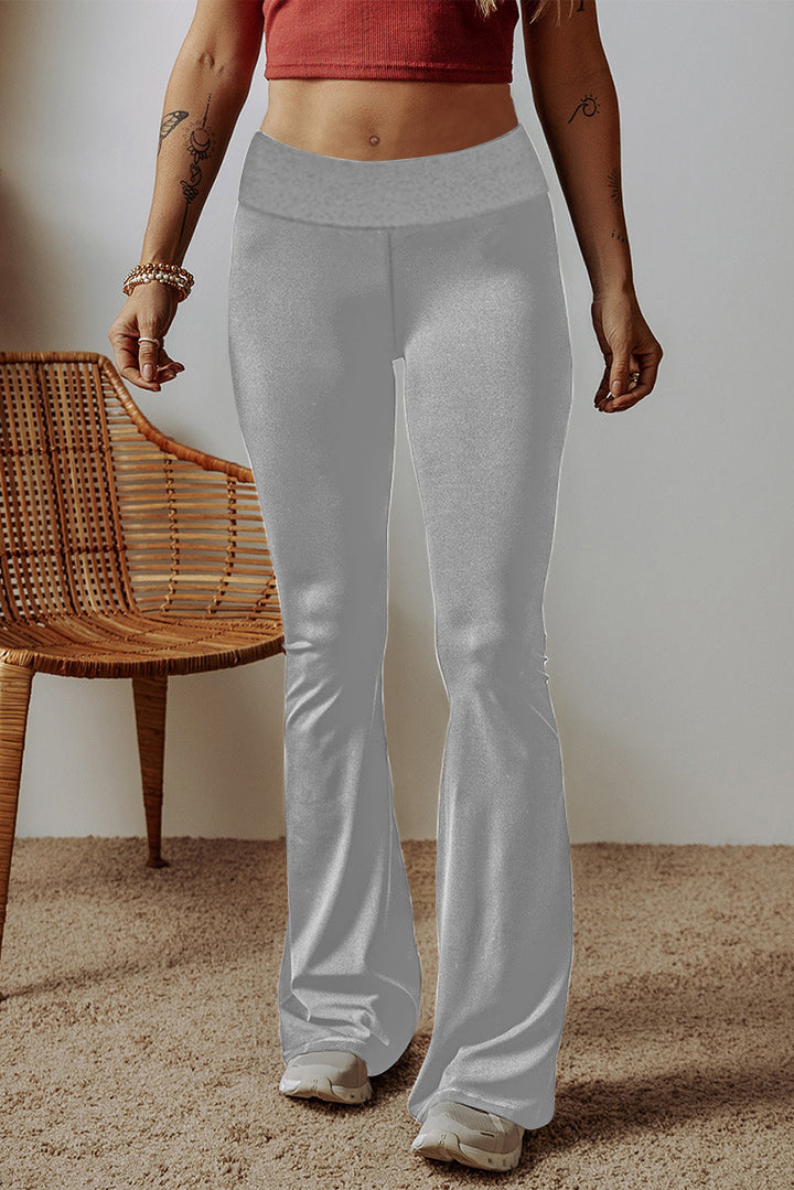 Damen High-Waist Flare-Hosen aus Stretch-Jersey mit weitem Schlag Drune