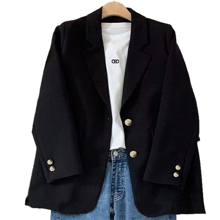 Damen Modischer Blazer mit strukturiertem Stoff und eleganten Knopfdetails Drune