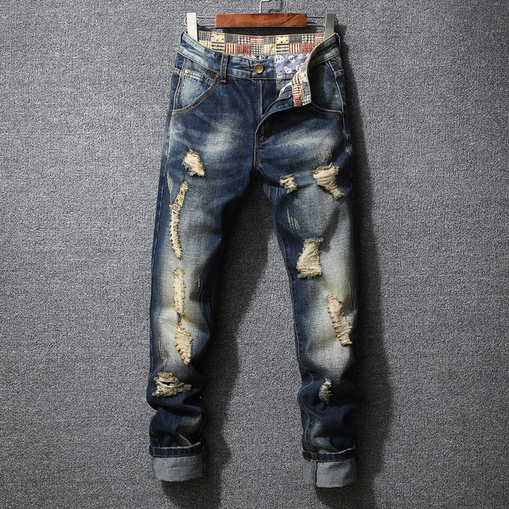 Herren Zerrissene Denim-Jeans mit lässigem Schnitt Drune