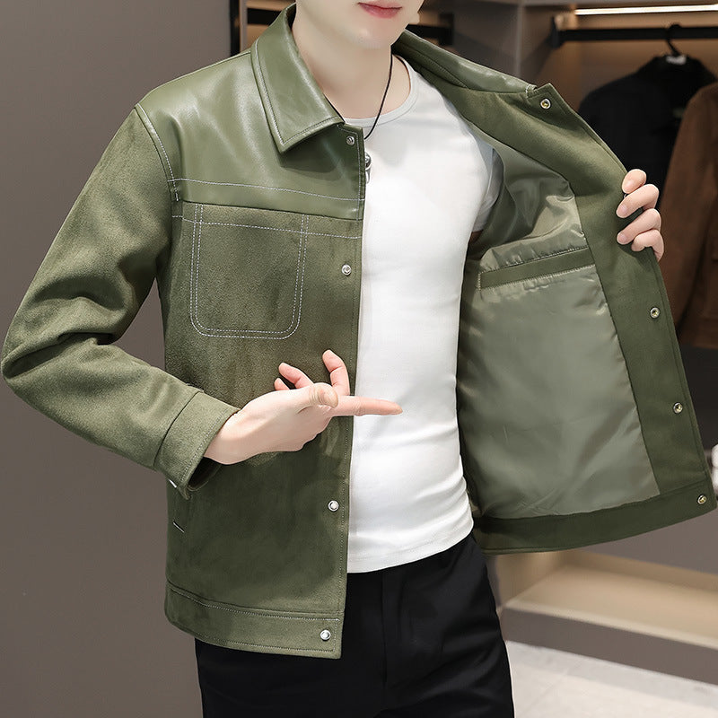 Herren Modische Velourslederjacke Drune