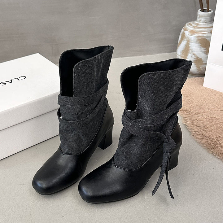 Damen Elegante und Bequeme Stiefeletten mit Riemen Drune