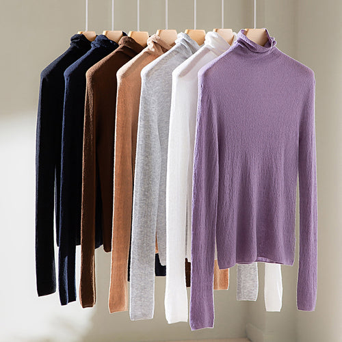 Damen Feiner ultraleichter Rollkragenpullover aus Stretch‑Feinstrick Drune