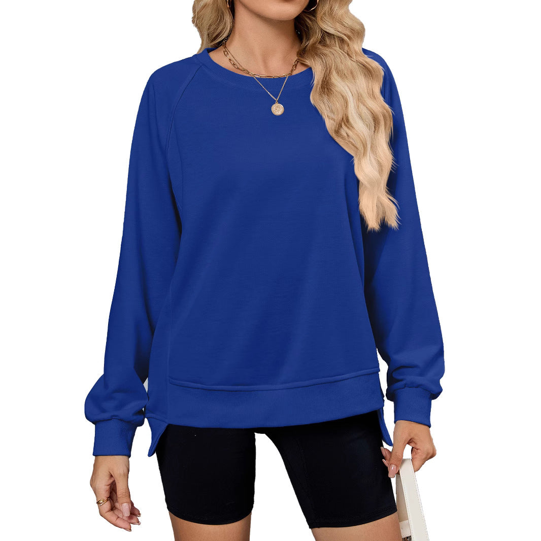 Damen lässiges Sweatshirt mit seitlichen Schlitzen und lässiger Passform Drune