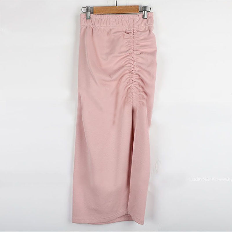 Damen eleganter Midirock mit Raffung Drune