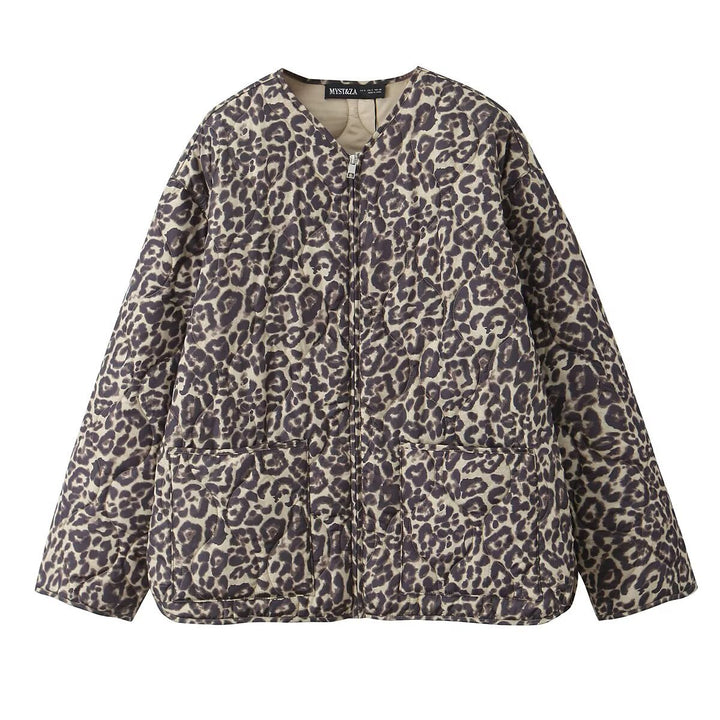 Damen nan gesteppte Oversize-Quiltjacke mit Rundhalsausschnitt, durchgehendem Reißverschluss und zwei aufgesetzten Taschen Drune