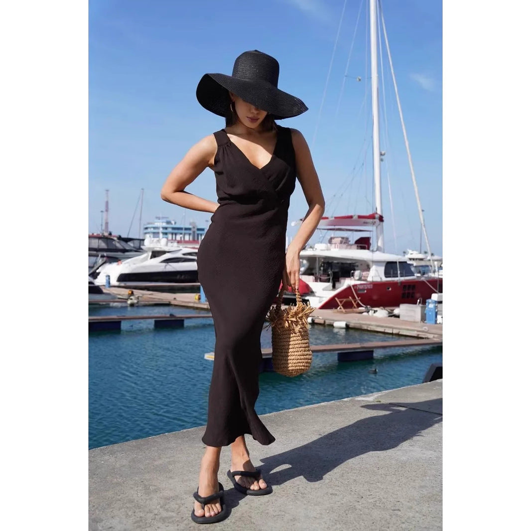 Damen Maxikleid mit schickem Wickeldesign und raffinierter Drapierung Drune