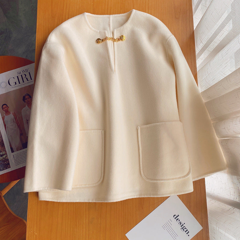 Damen Stilvolle Wolljacke mit langen Ärmeln Drune