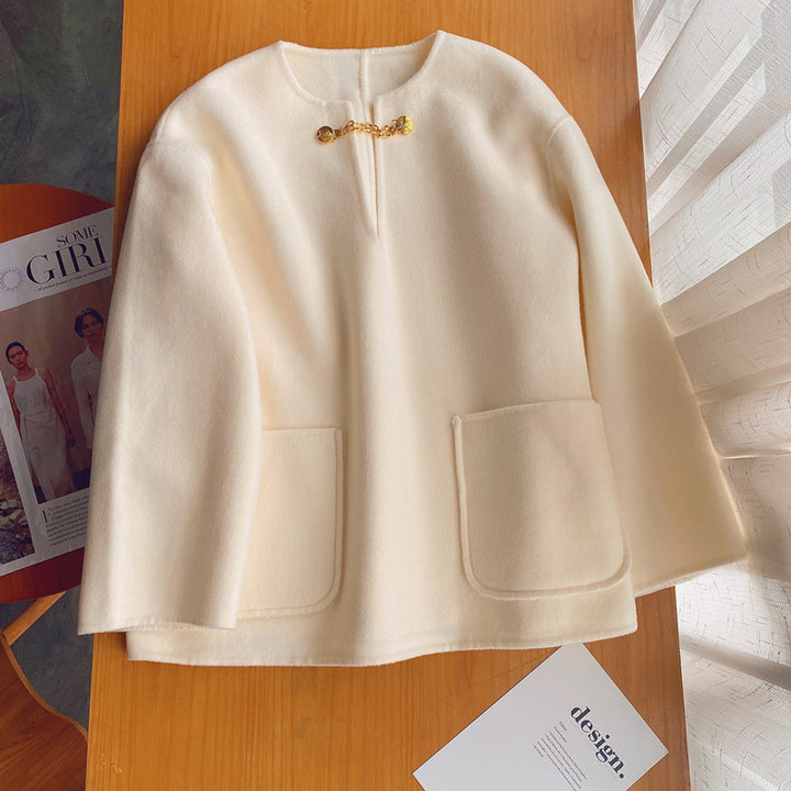 Damen Stilvolle Wolljacke mit langen Ärmeln Drune