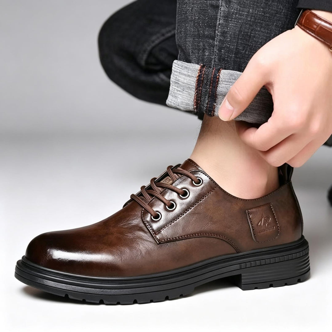 Herren Hochwertige Leder Schnürschuhe Drune