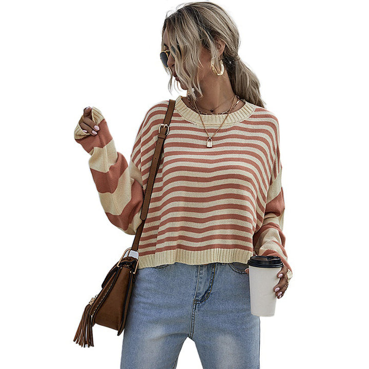 Damen Lässiger gestreifter Pullover Drune