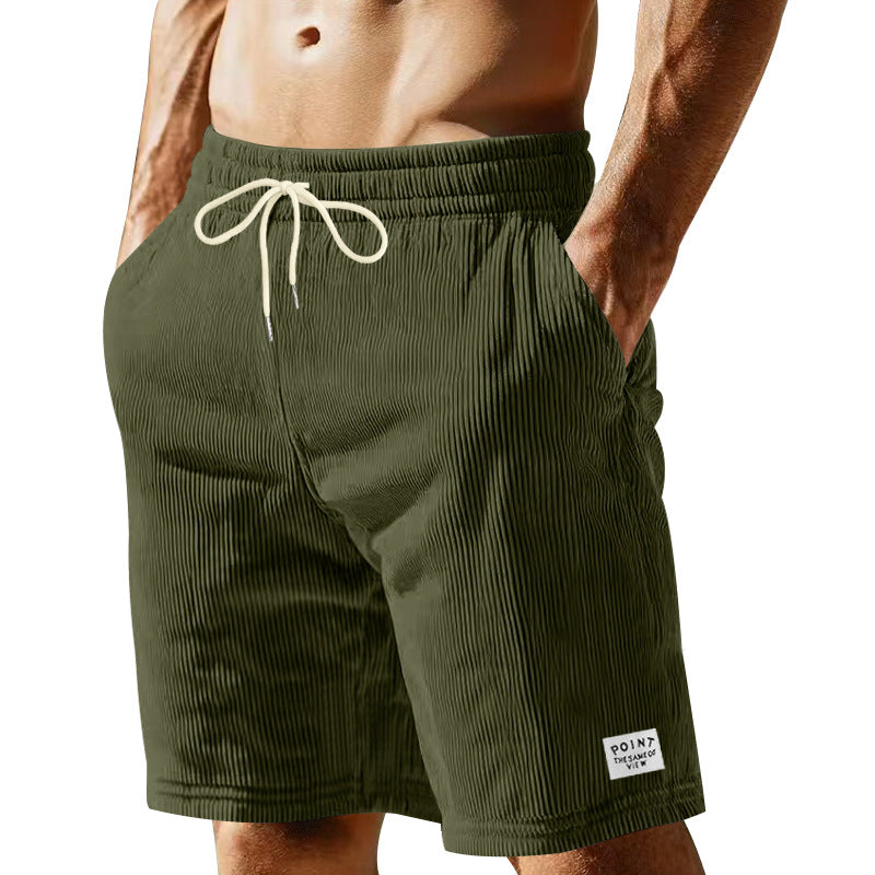 Herren nan knielange Lounge-Shorts im Rippenstrukturjersey mit elastischem Kordelzugbund und aufgesetzten Eingrifftaschen Drune