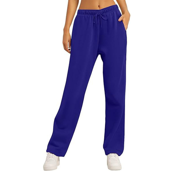 Damen nan hochwertige Relax-Hose mit hoher Taille, geradem Bein und integrierten Eingrifftaschen Drune
